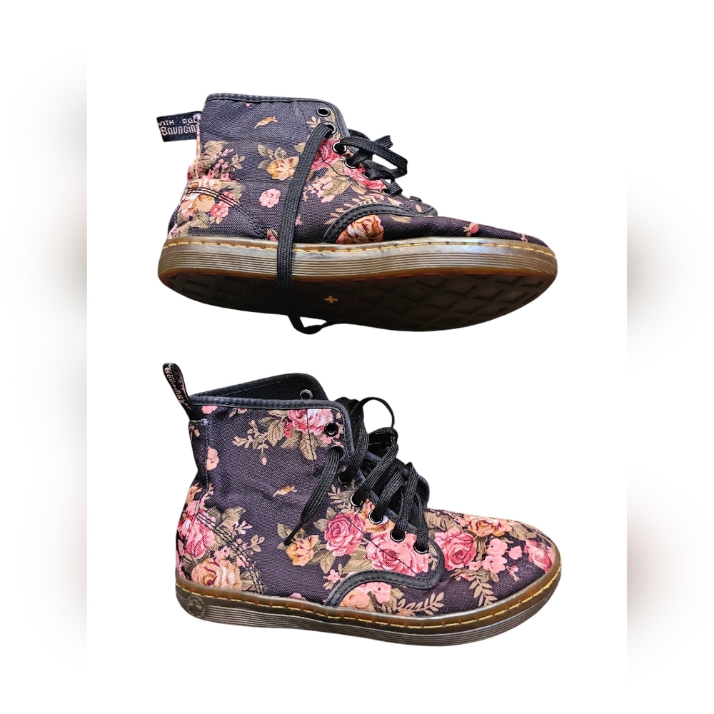 Dr MARTENS vintage Victorian floral grunge steampunk print canvas boots size 6